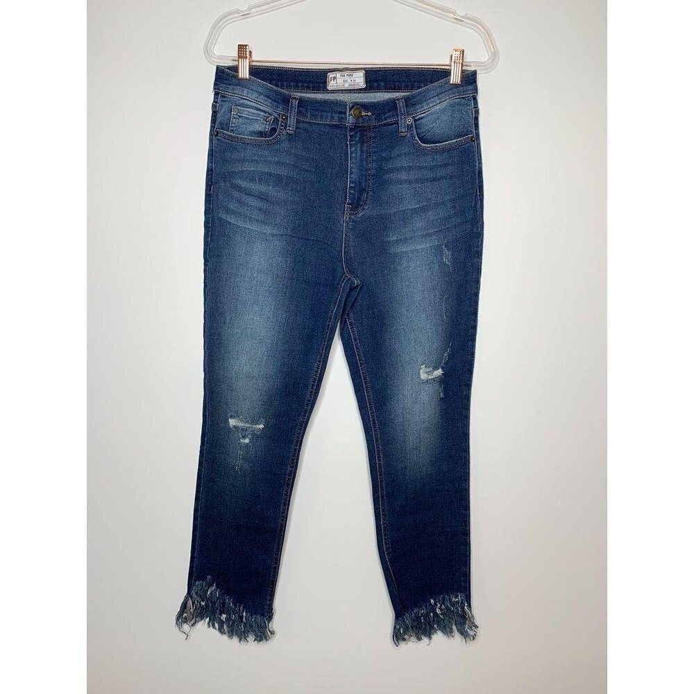 Free People Jeans Women 31 Skinny Frayed Hem Distressed Great Heights NWOT